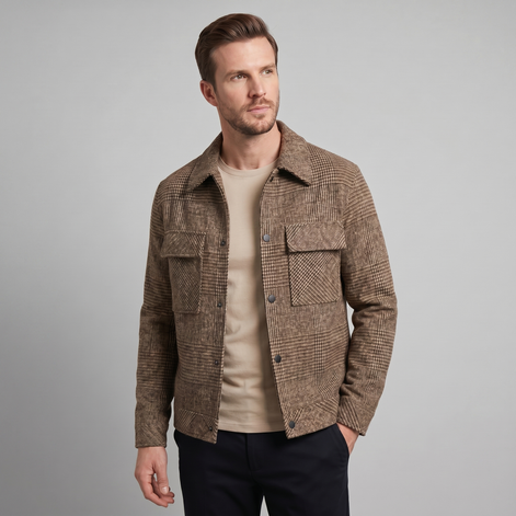Men's Checked Spring Overcoat