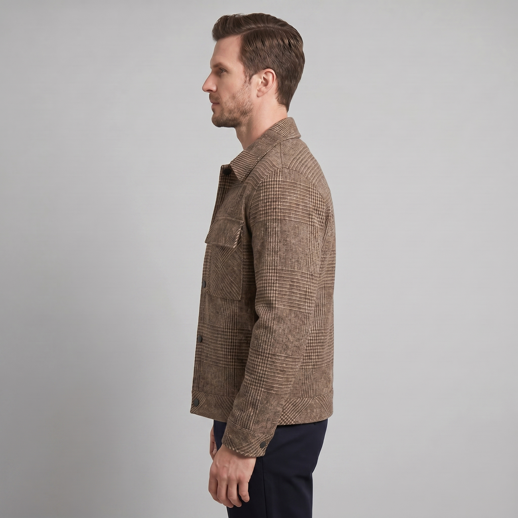 Men's Checked Spring Overcoat