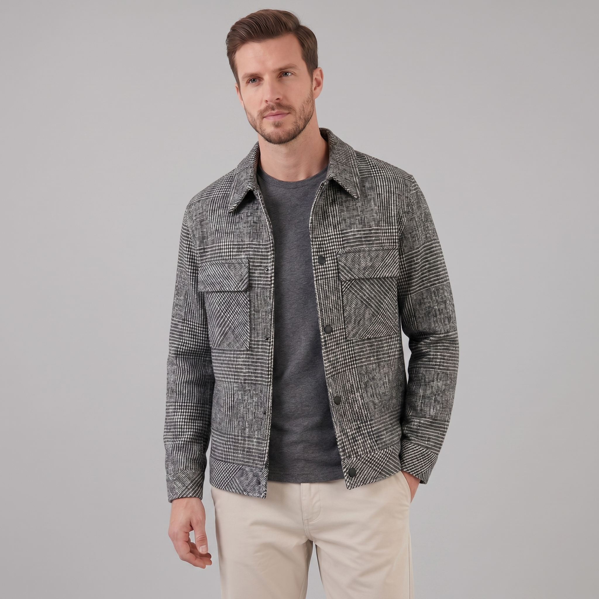 Men's Checked Spring Overcoat