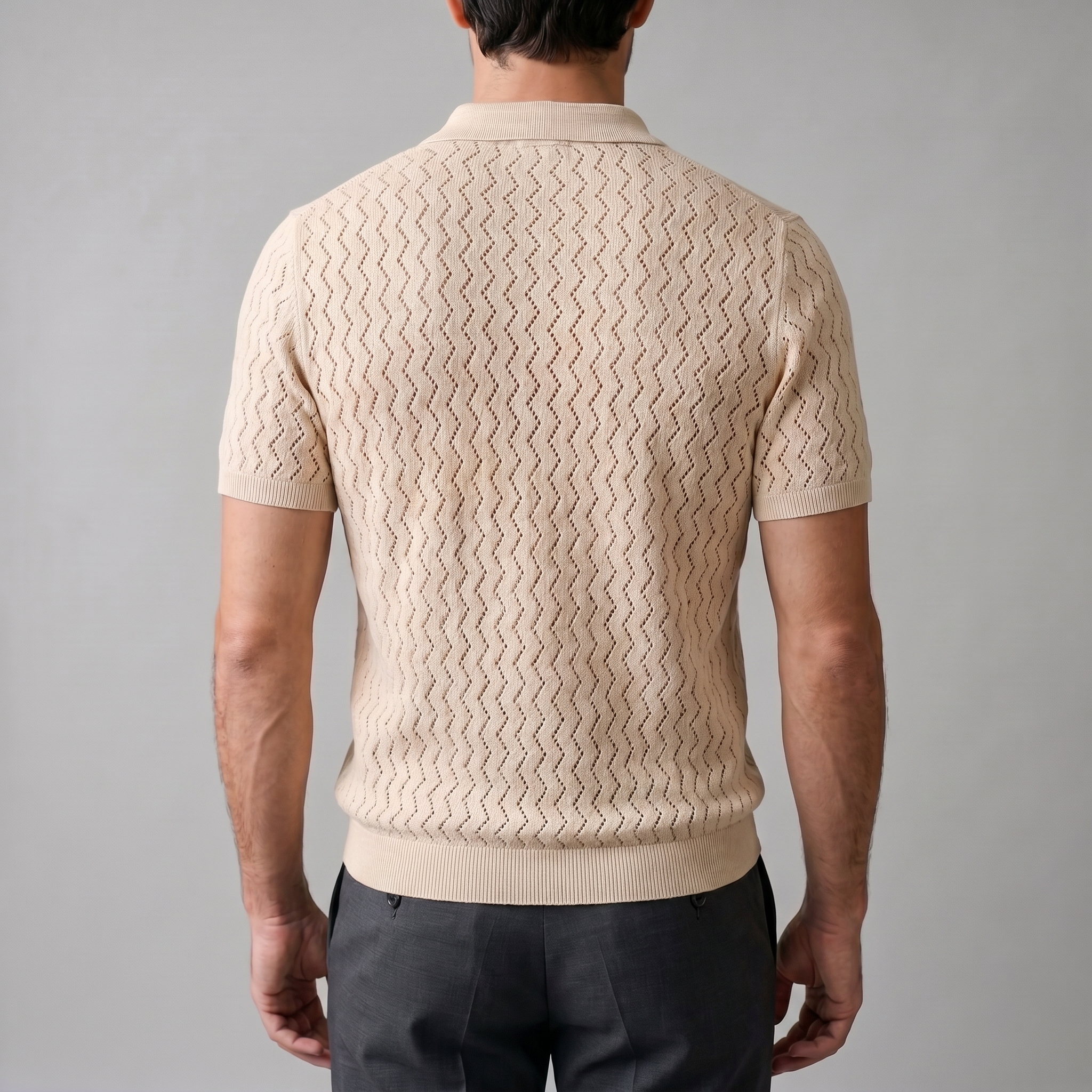 Men's Chevron Open-Knit Polo