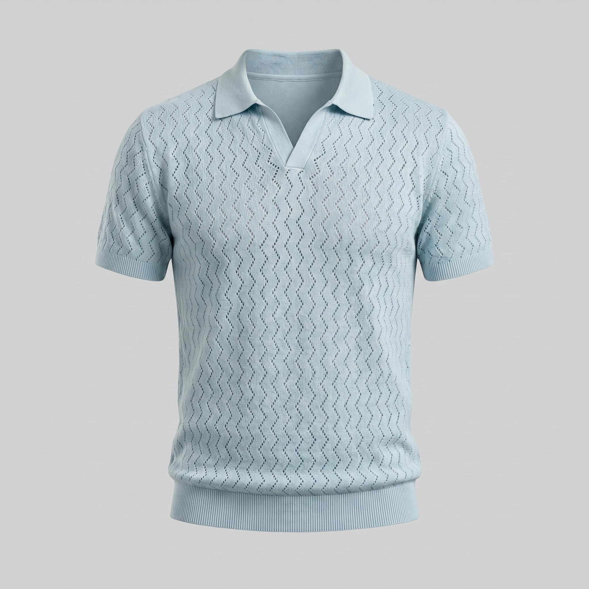 Men's Chevron Open-Knit Polo