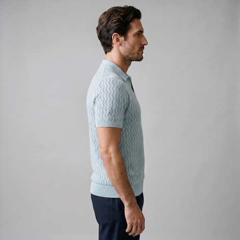 Men's Chevron Open-Knit Polo