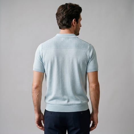 Men's Chevron Open-Knit Polo