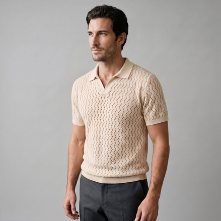 Men's Chevron Open-Knit Polo