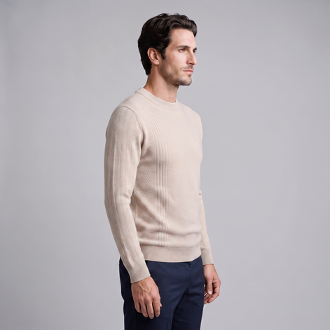 Men's Chevron Ribbed Crew Neck Sweater