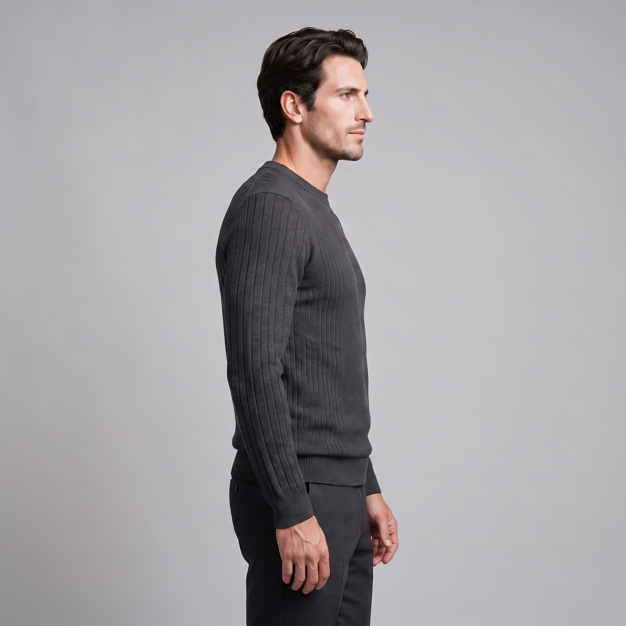 Men's Chevron Ribbed Crew Neck Sweater