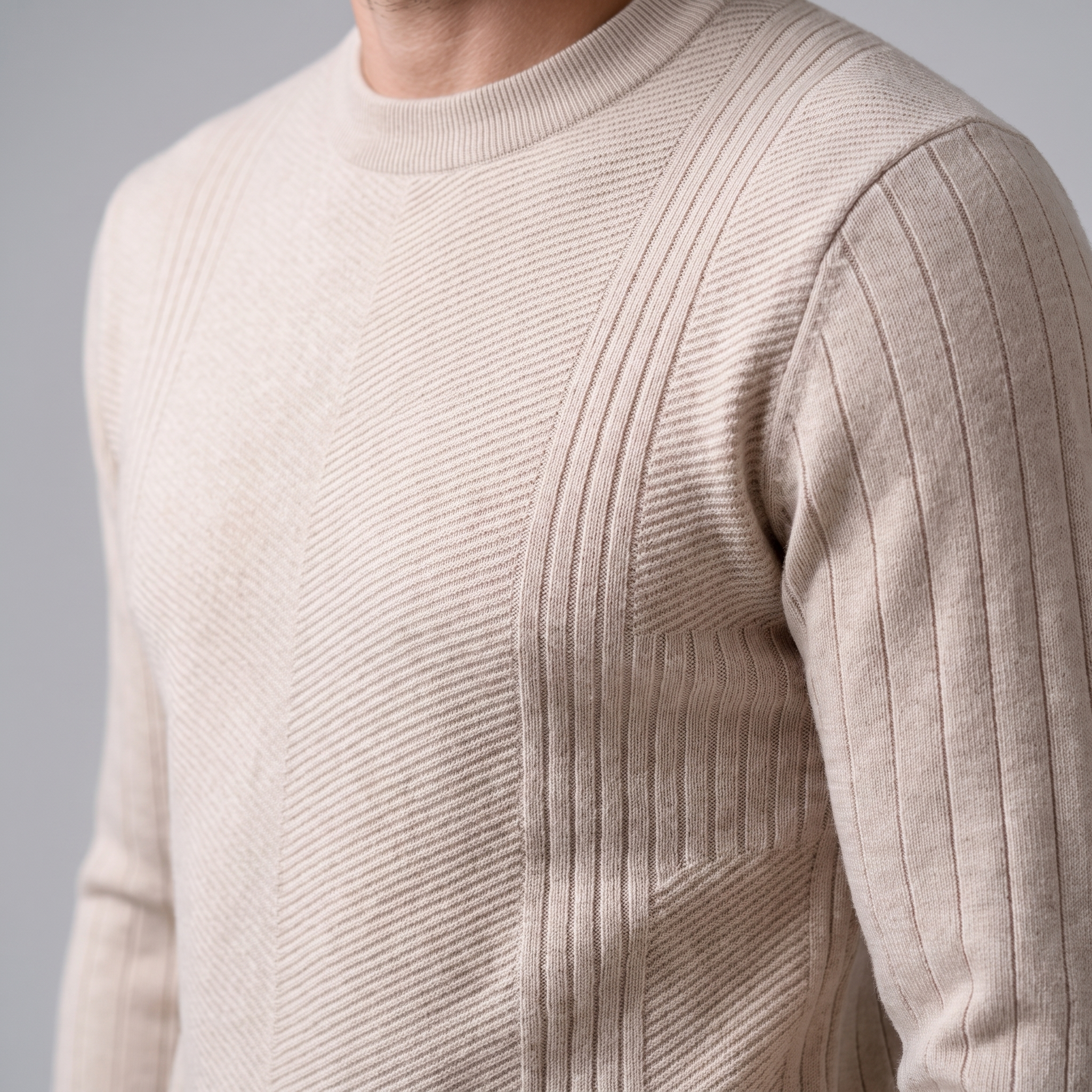 Men's Chevron Ribbed Crew Neck Sweater