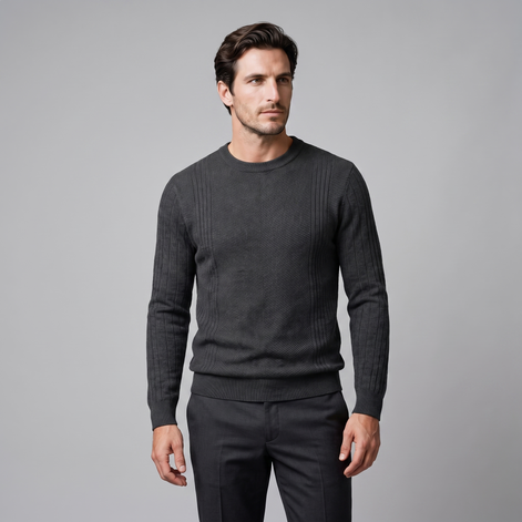 Men's Chevron Ribbed Crew Neck Sweater