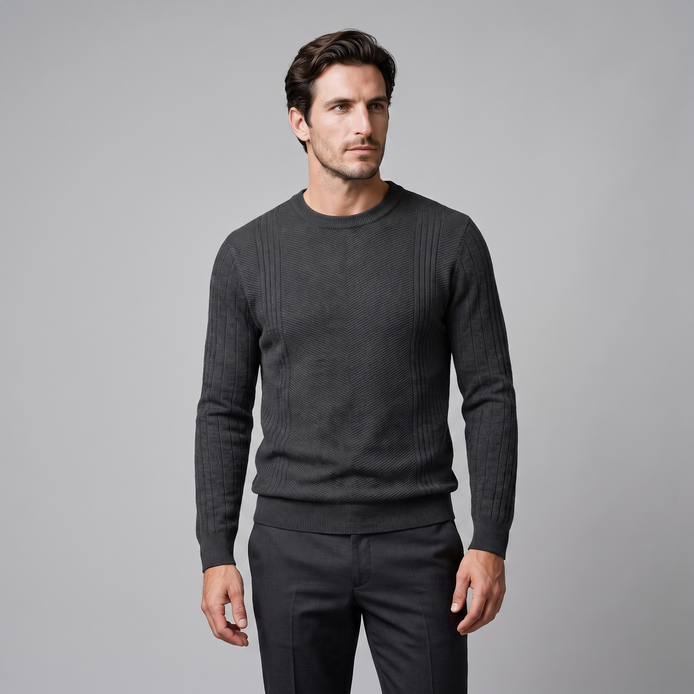 Men's Chevron Ribbed Crew Neck Sweater