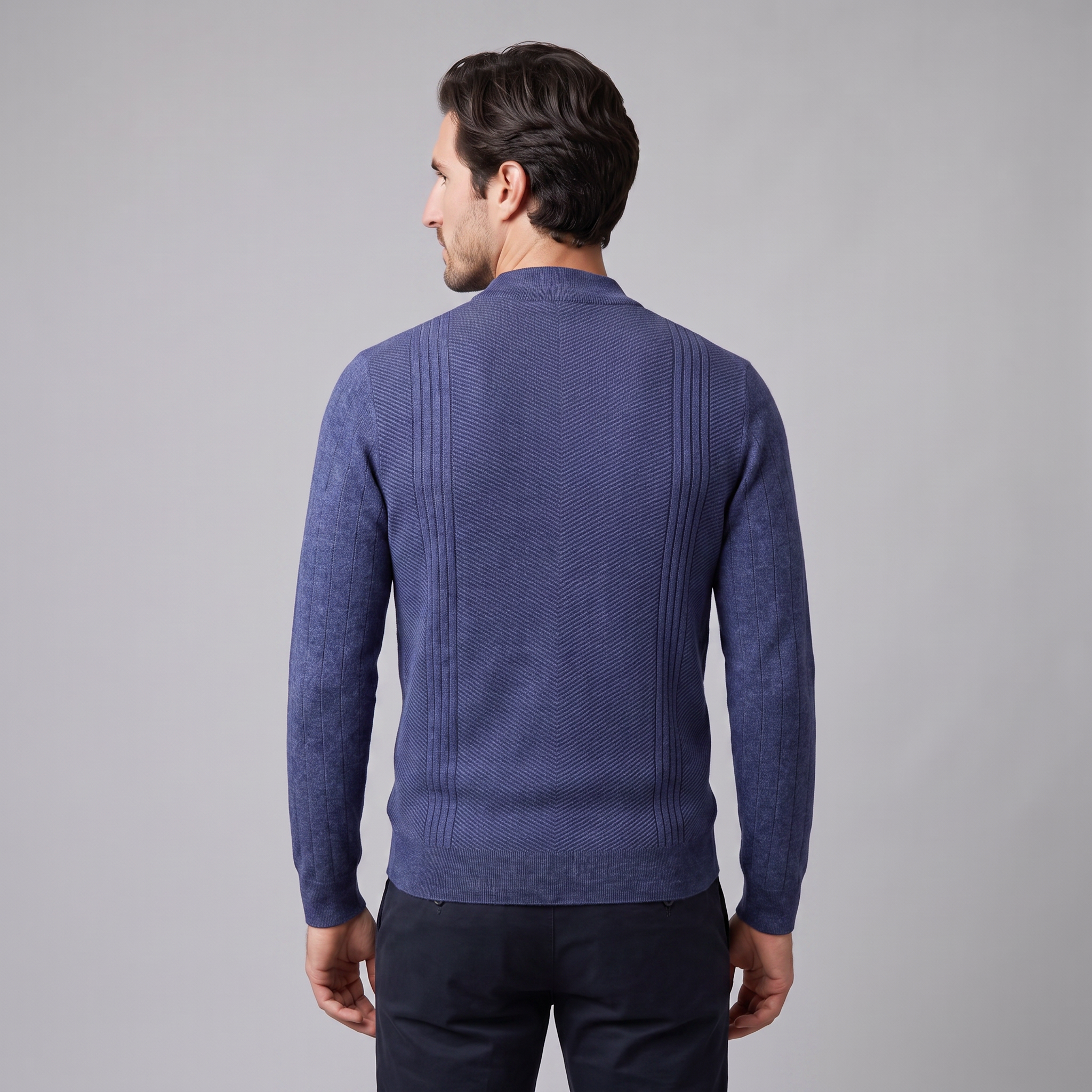 Men's Chevron Ribbed Crew Neck Sweater