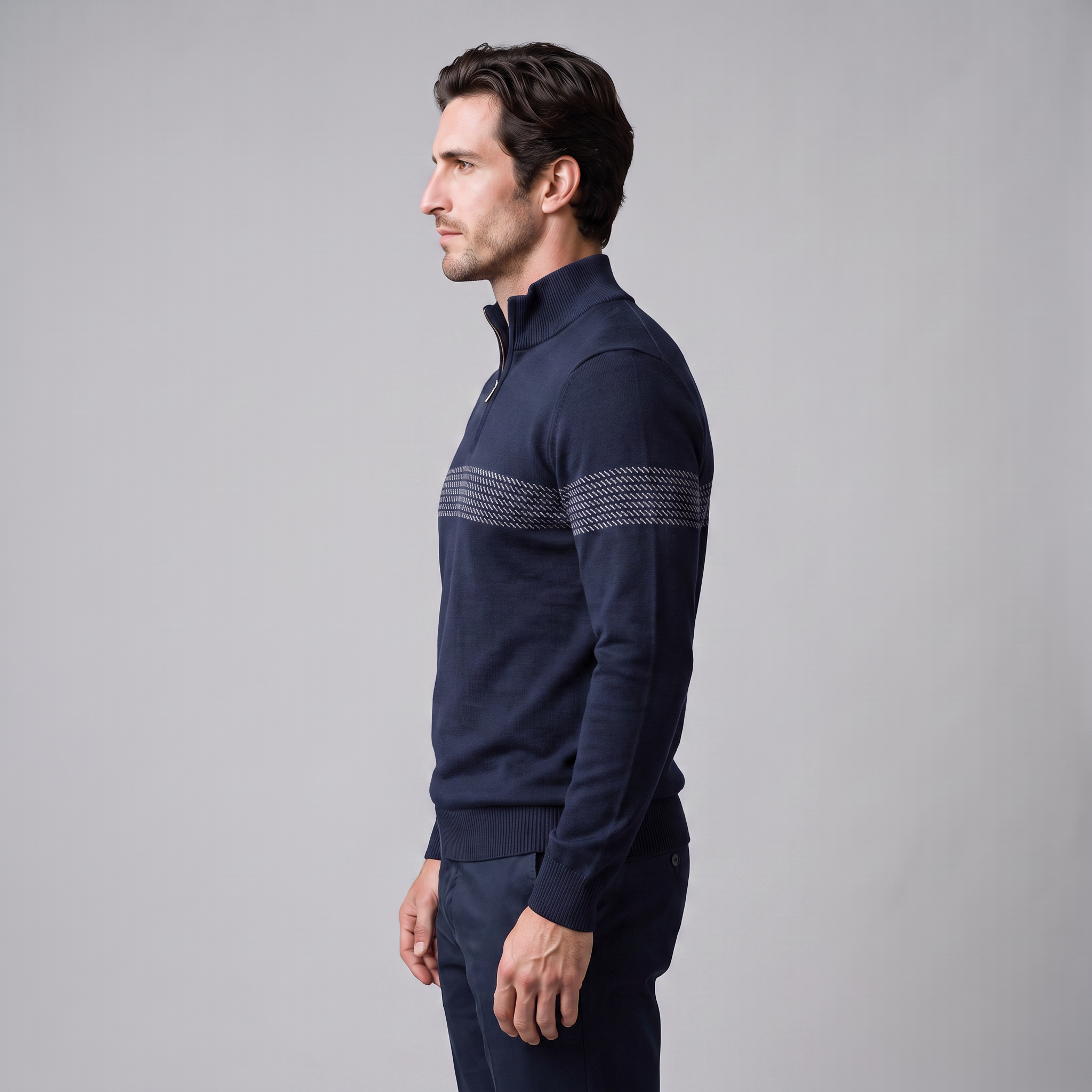 Men's Chevron Stripe Quarter-Zip Sweater