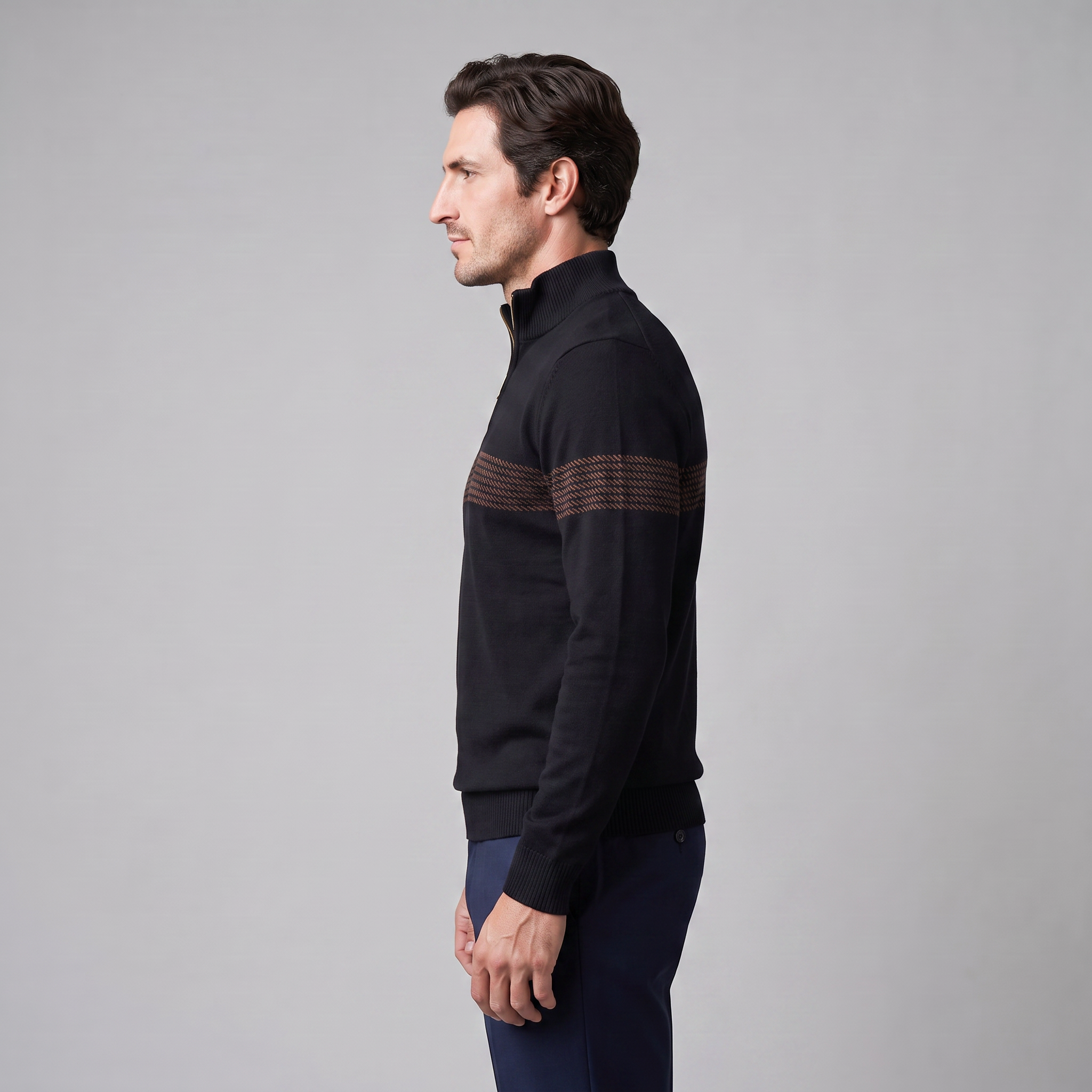 Men's Chevron Stripe Quarter-Zip Sweater