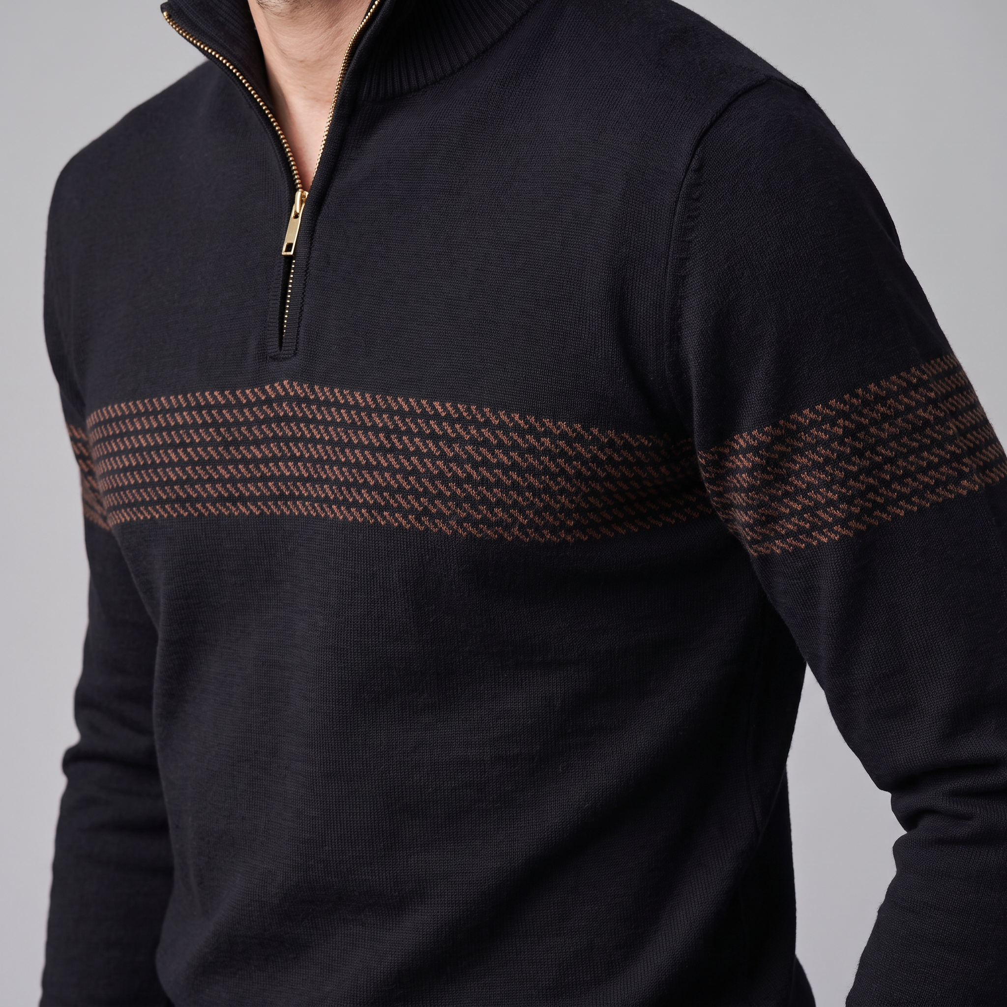Men's Chevron Stripe Quarter-Zip Sweater