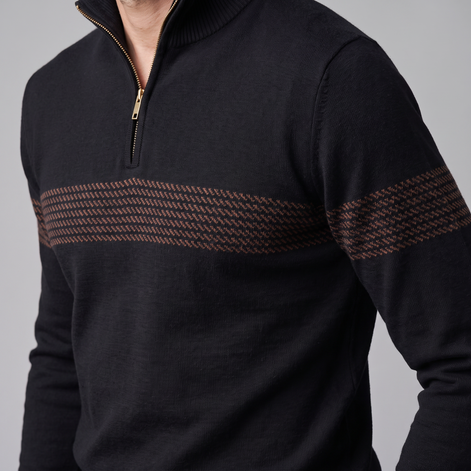 Men's Chevron Stripe Quarter-Zip Sweater