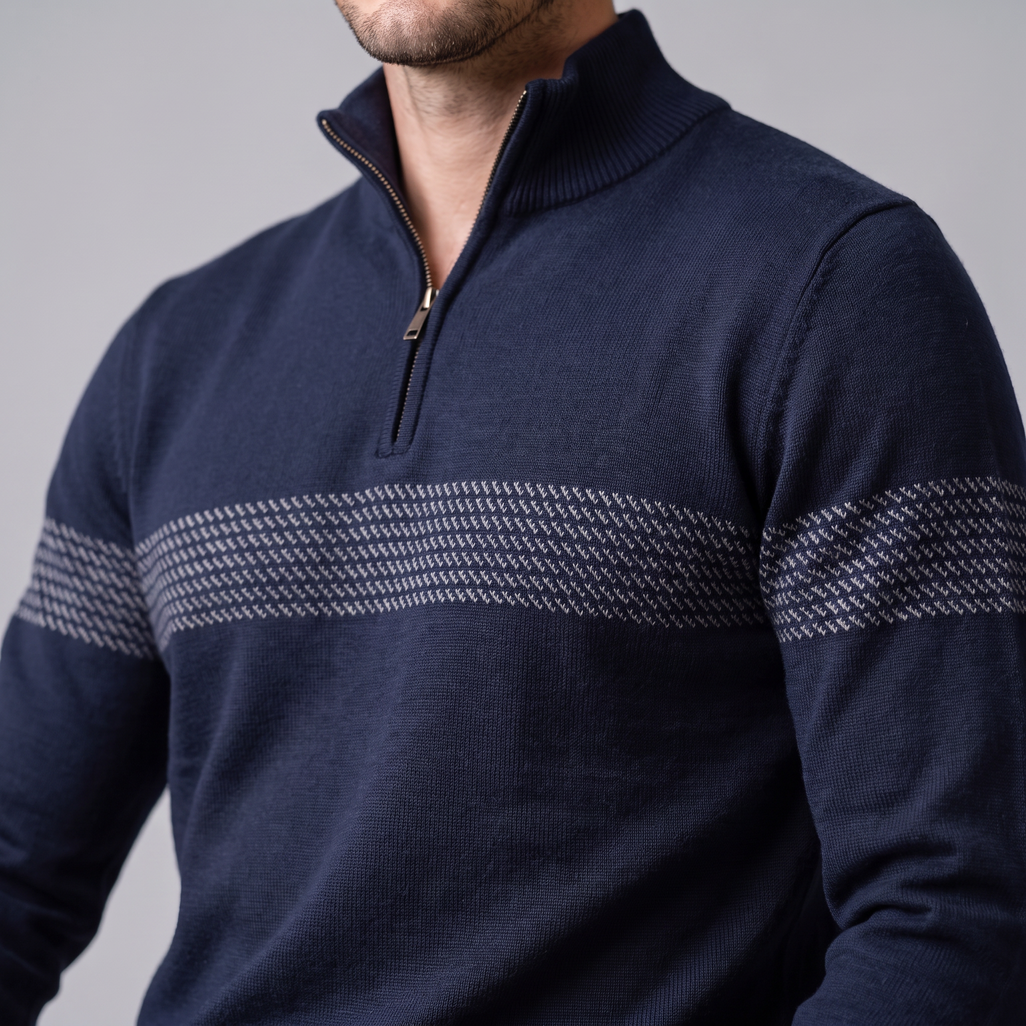 Men's Chevron Stripe Quarter-Zip Sweater