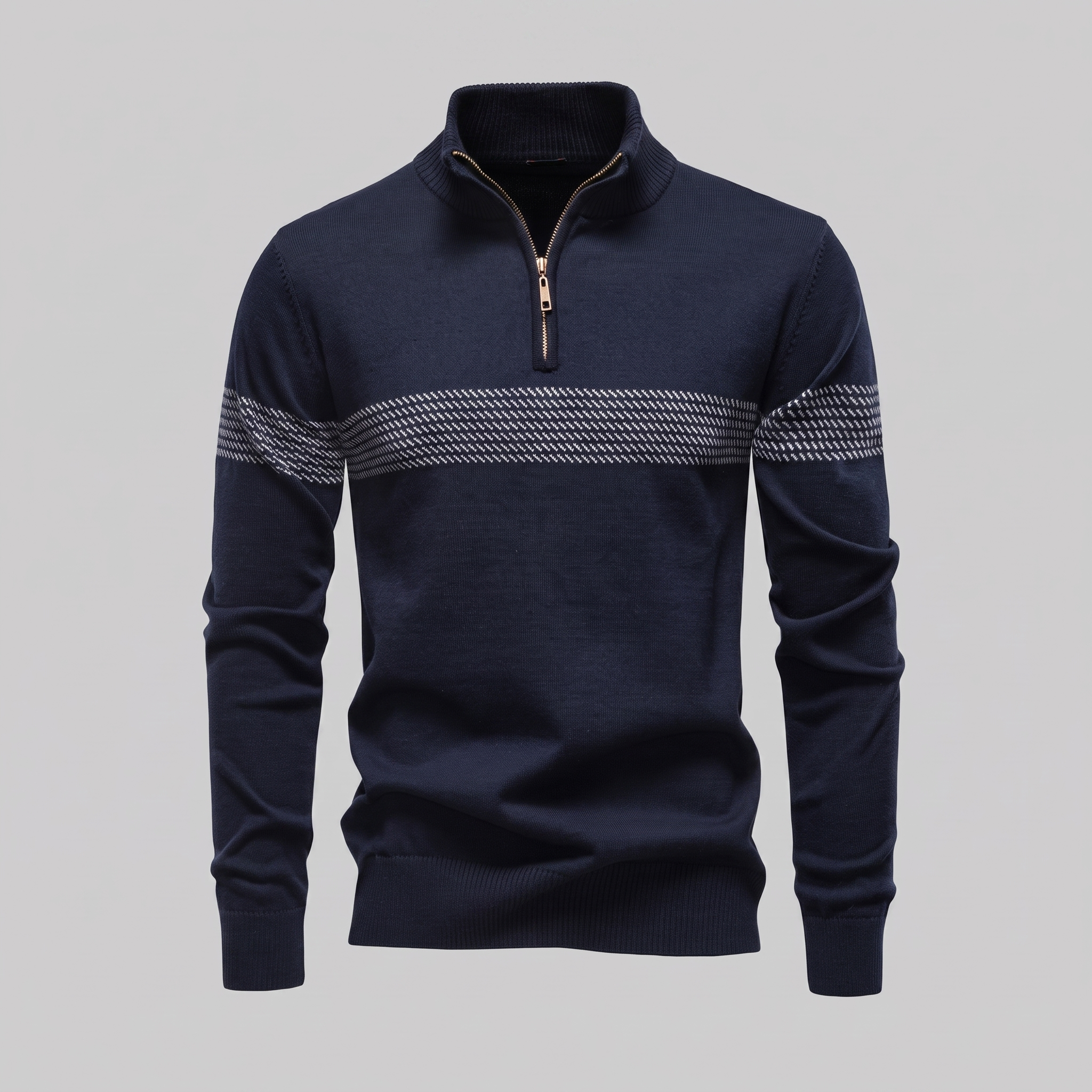 Men's Chevron Stripe Quarter-Zip Sweater