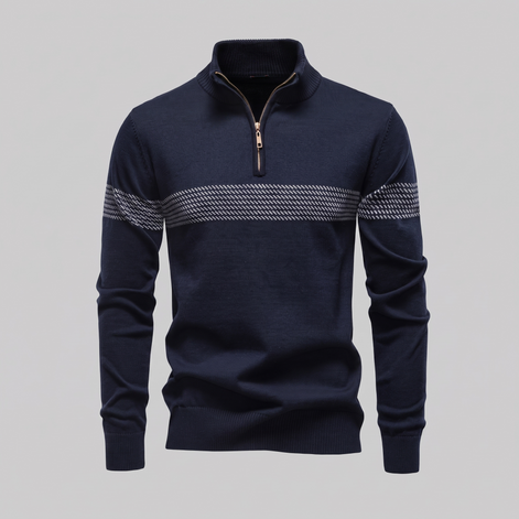 Men's Chevron Stripe Quarter-Zip Sweater
