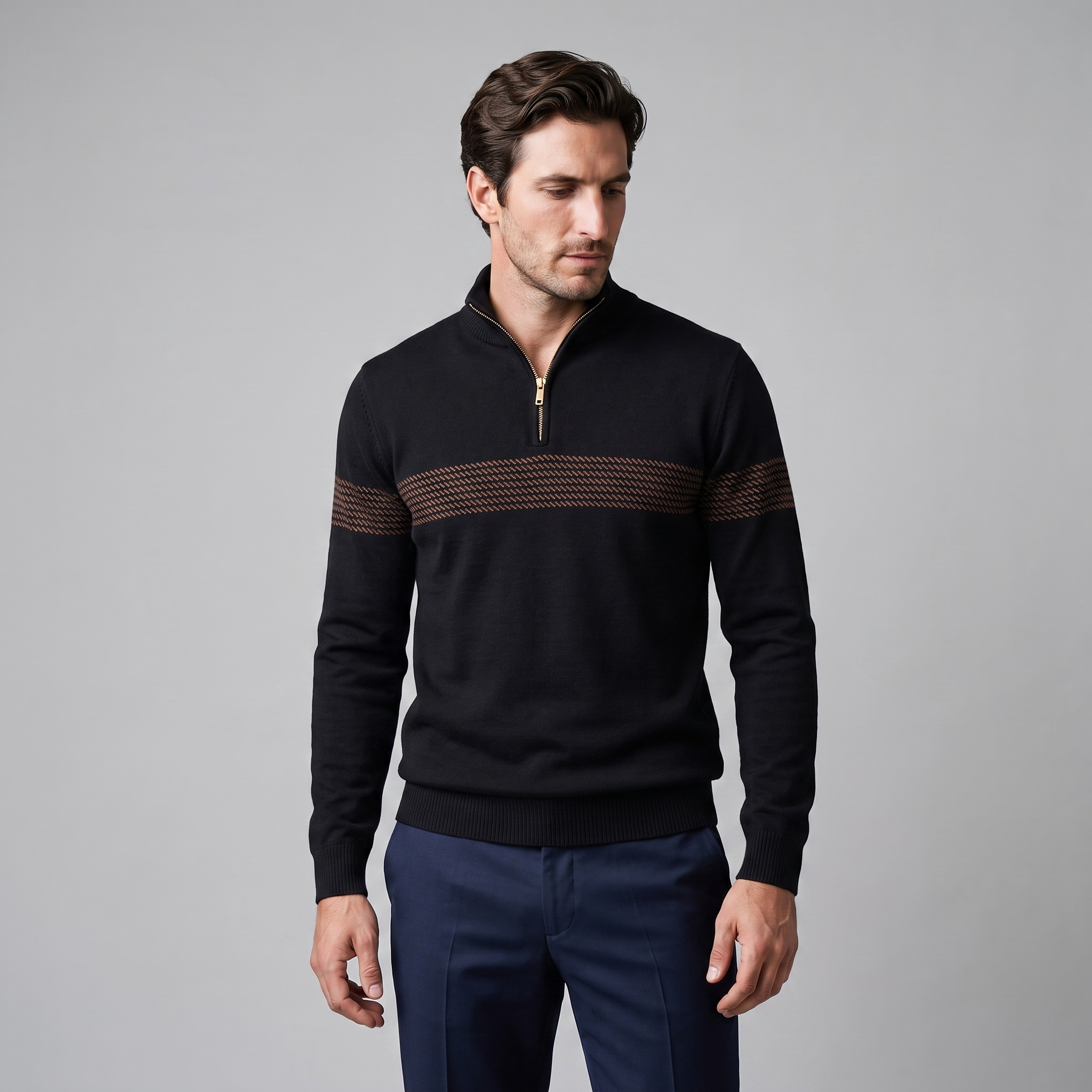 Men's Chevron Stripe Quarter-Zip Sweater
