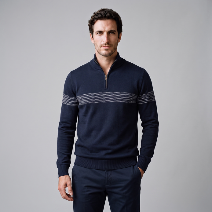 Men's Chevron Stripe Quarter-Zip Sweater