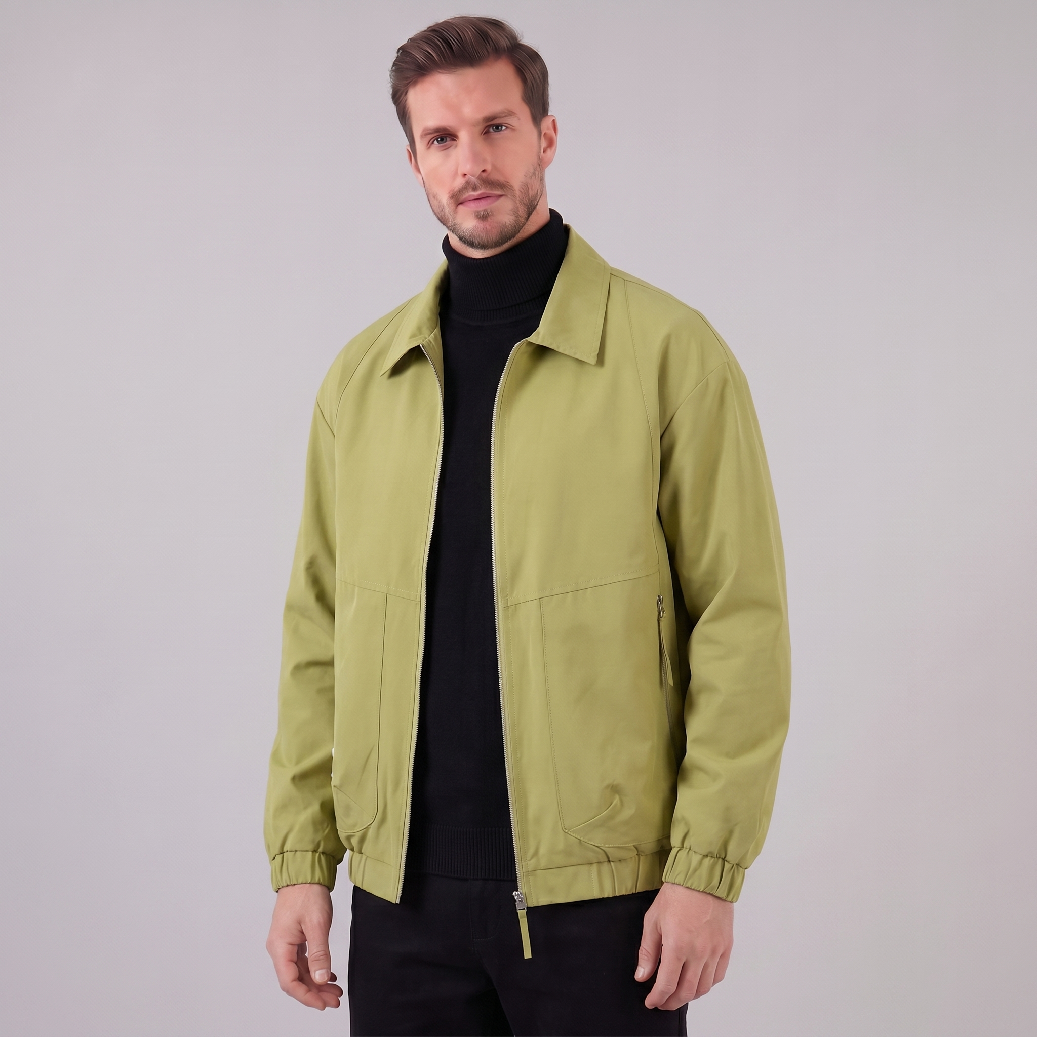 Men's Collared Zip-Through Casual Jacket