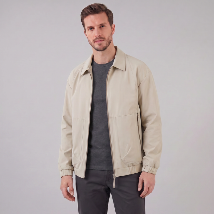 Men's Collared Zip-Through Casual Jacket