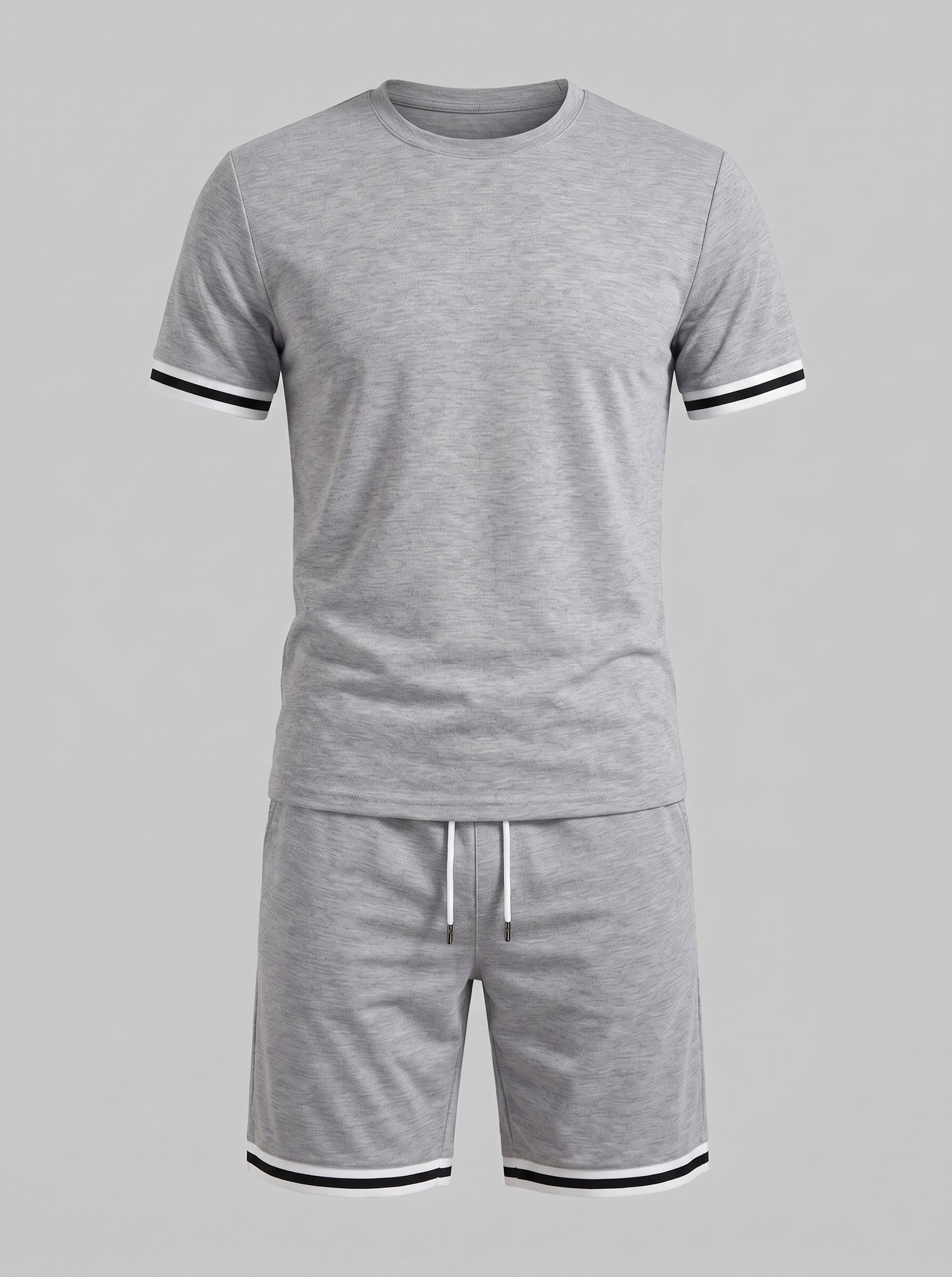 Men's Contrast Stripe T-Shirt and Shorts Set