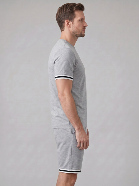 Men's Contrast Stripe T-Shirt and Shorts Set