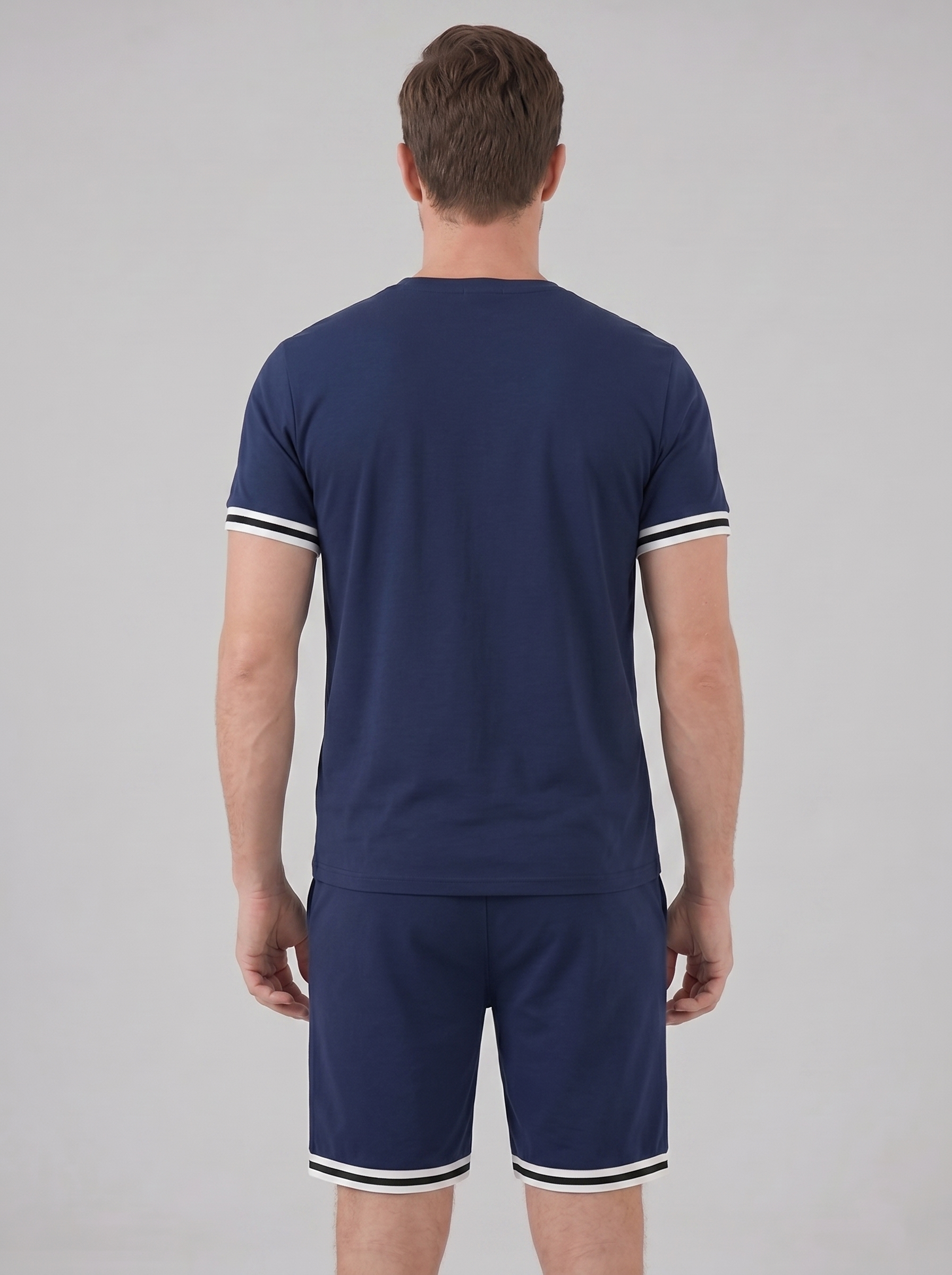 Men's Contrast Stripe T-Shirt and Shorts Set