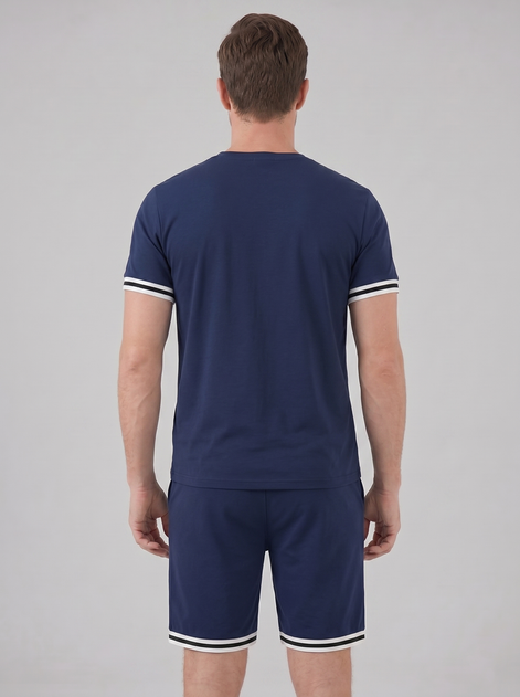 Men's Contrast Stripe T-Shirt and Shorts Set