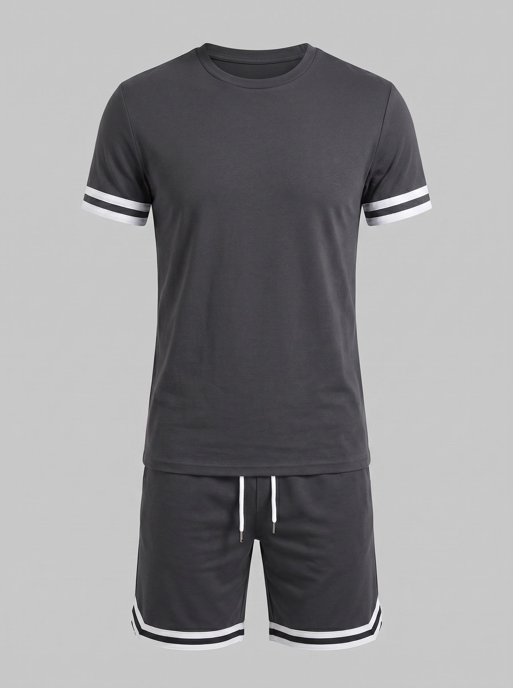 Men's Contrast Stripe T-Shirt and Shorts Set