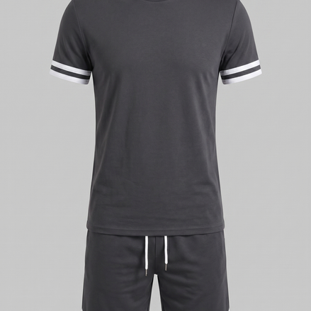 Men's Contrast Stripe T-Shirt and Shorts Set