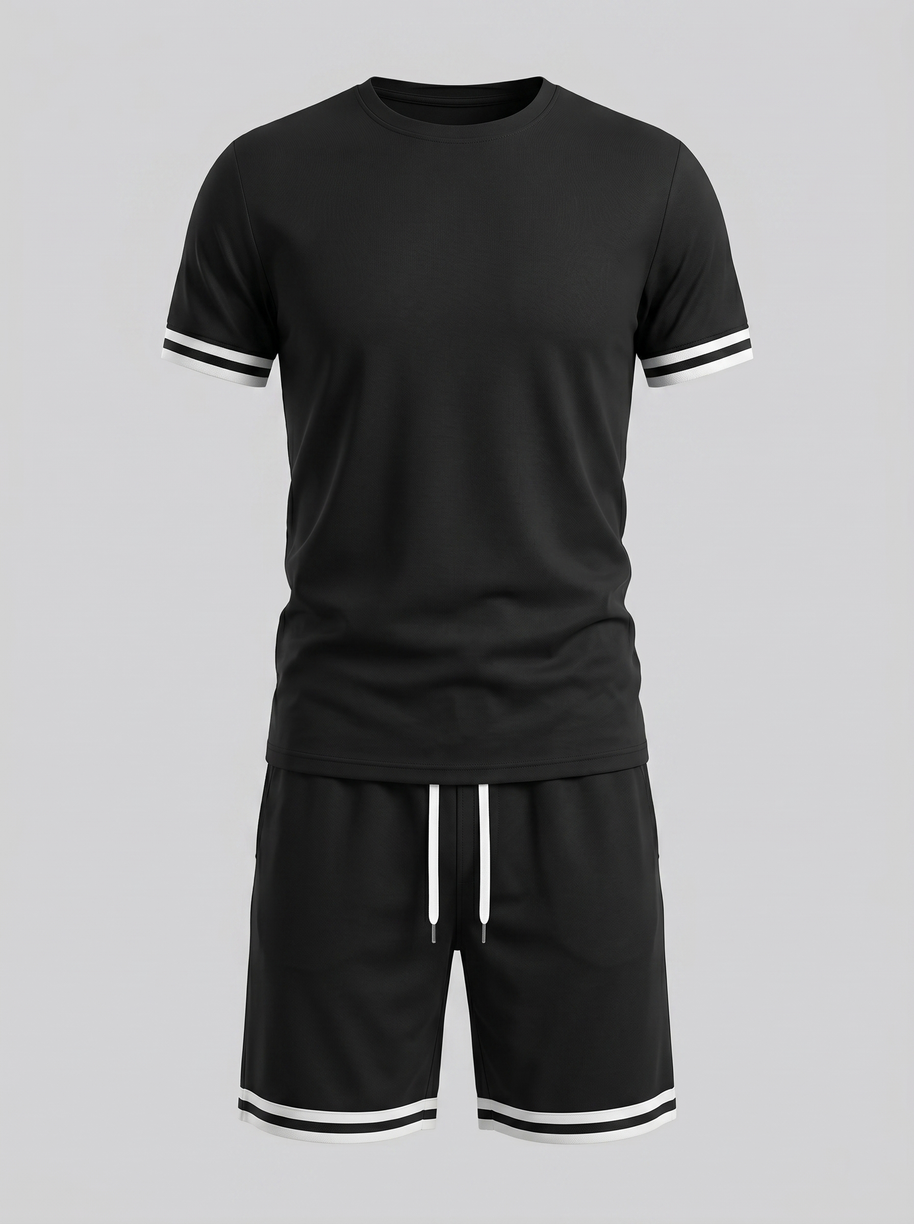 Men's Contrast Stripe T-Shirt and Shorts Set