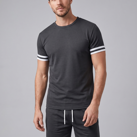 Men's Contrast Stripe T-Shirt and Shorts Set