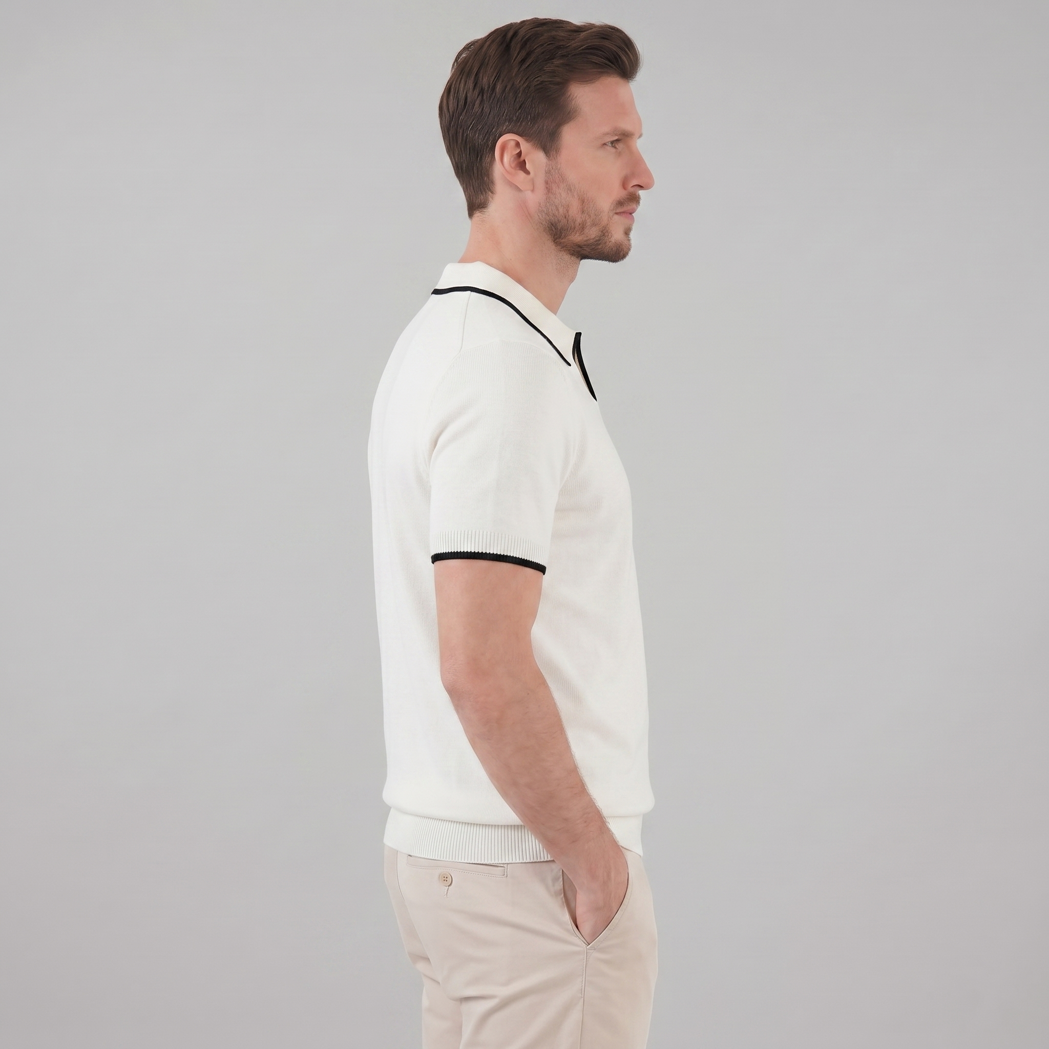 Men's Contrast Trim Knit Polo