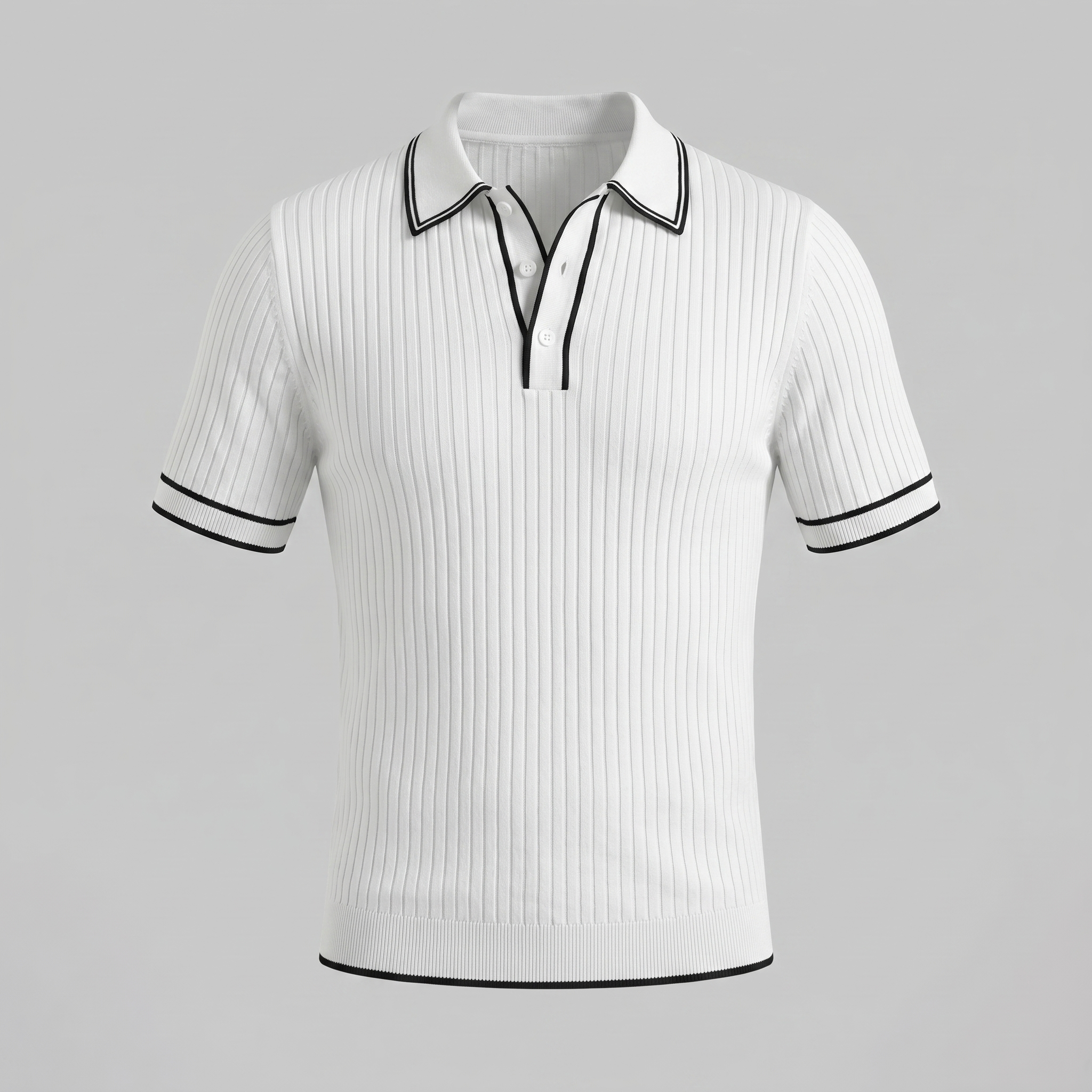 Men's Contrast Trim Ribbed Knit Polo