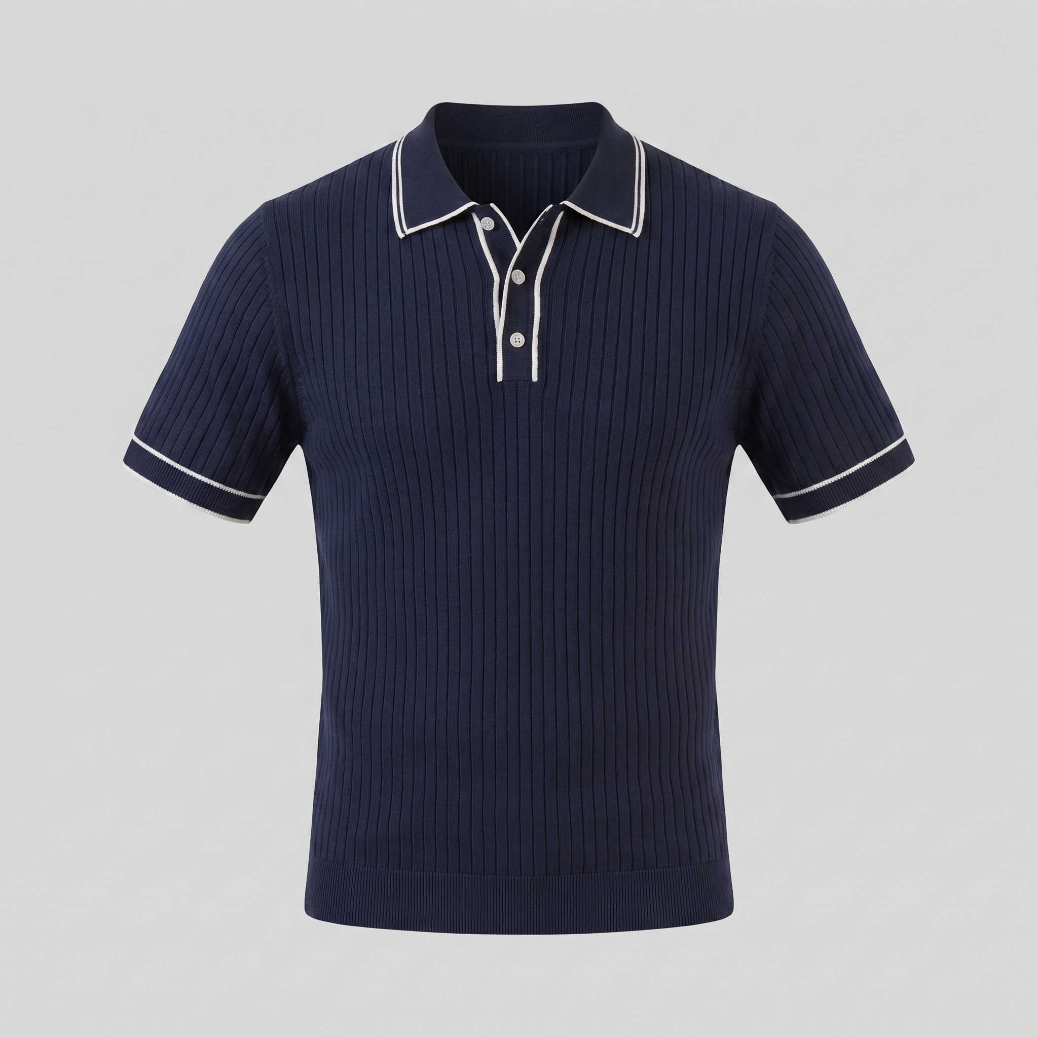 Men's Contrast Trim Ribbed Knit Polo