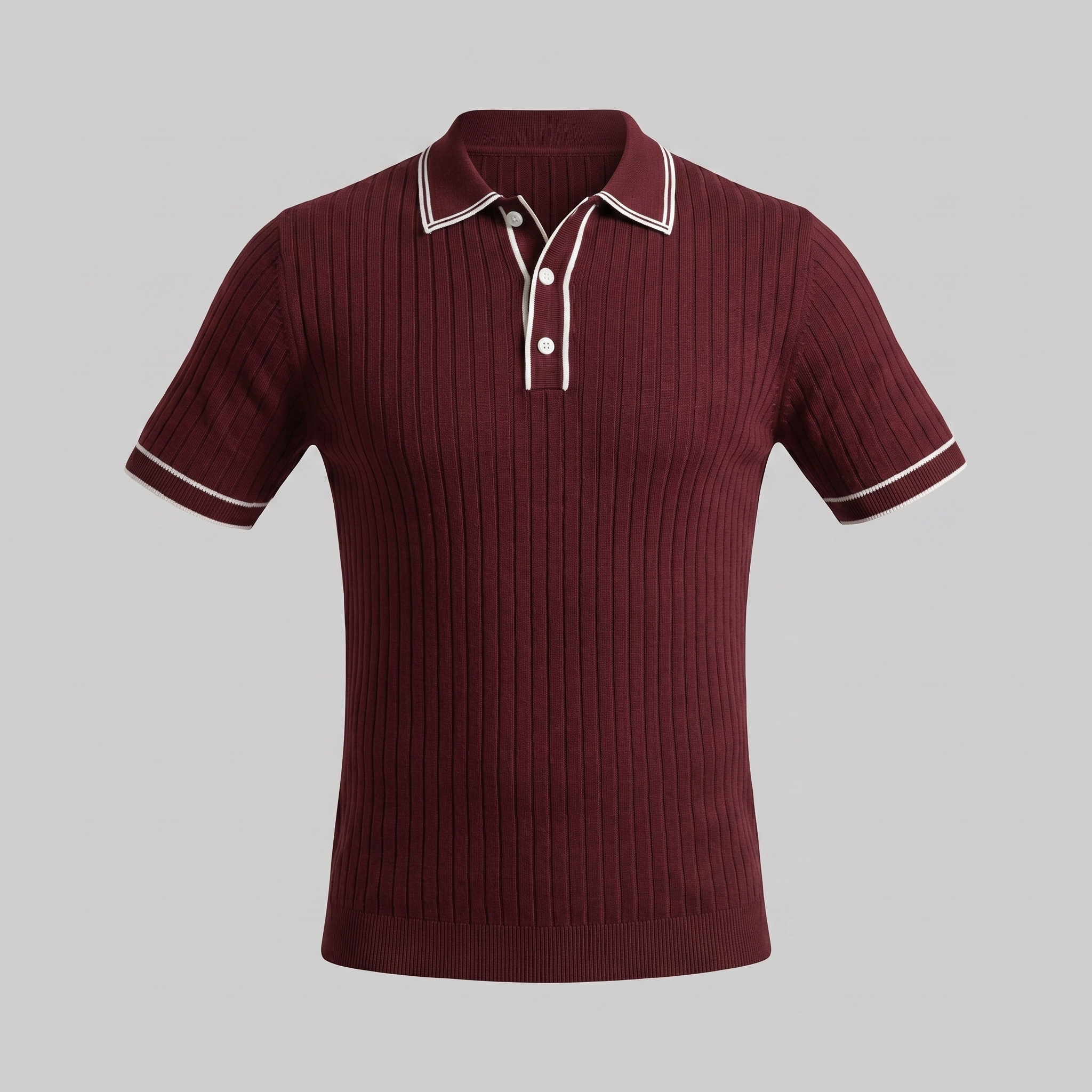 Men's Contrast Trim Ribbed Knit Polo
