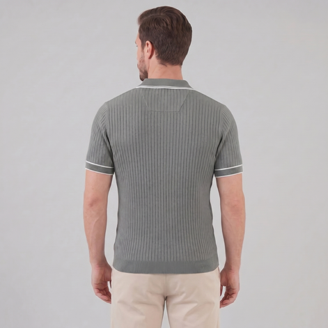 Men's Contrast Trim Ribbed Knit Polo