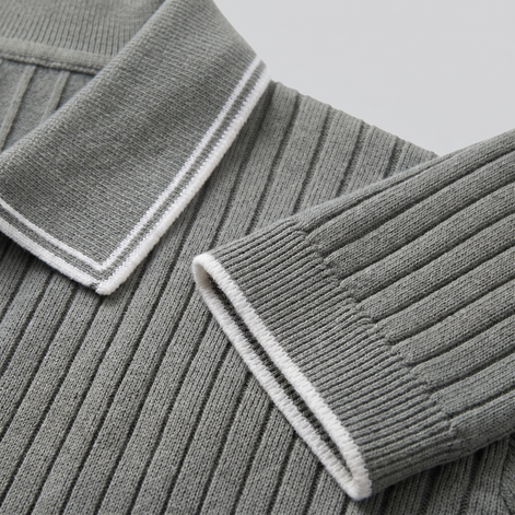 Men's Contrast Trim Ribbed Knit Polo