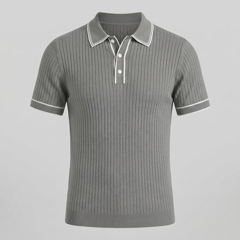 Men's Contrast Trim Ribbed Knit Polo