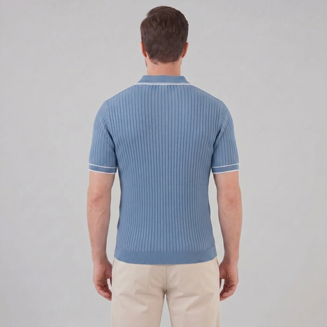 Men's Contrast Trim Ribbed Knit Polo