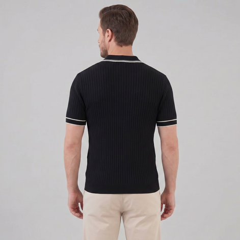 Men's Contrast Trim Ribbed Knit Polo