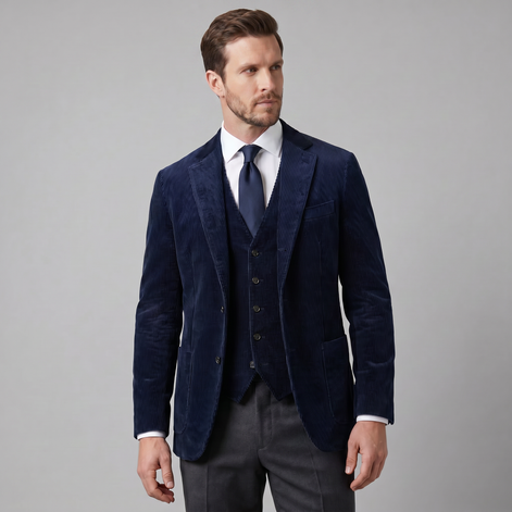 Men's Corduroy Blazer Jacket with Matching Vest