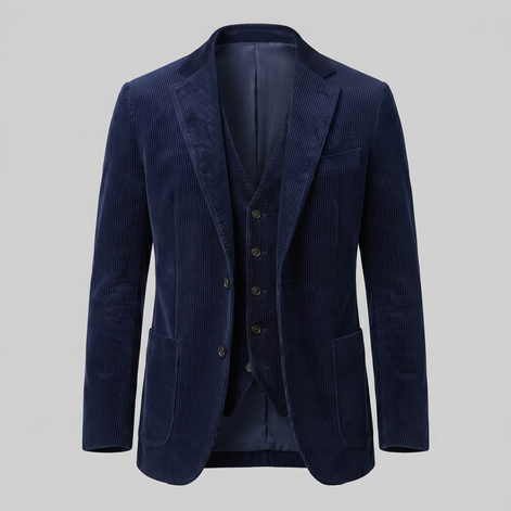 Men's Corduroy Blazer Jacket with Matching Vest