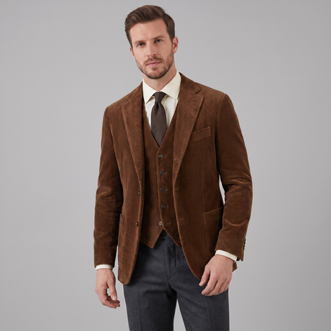 Men's Corduroy Blazer Jacket with Matching Vest