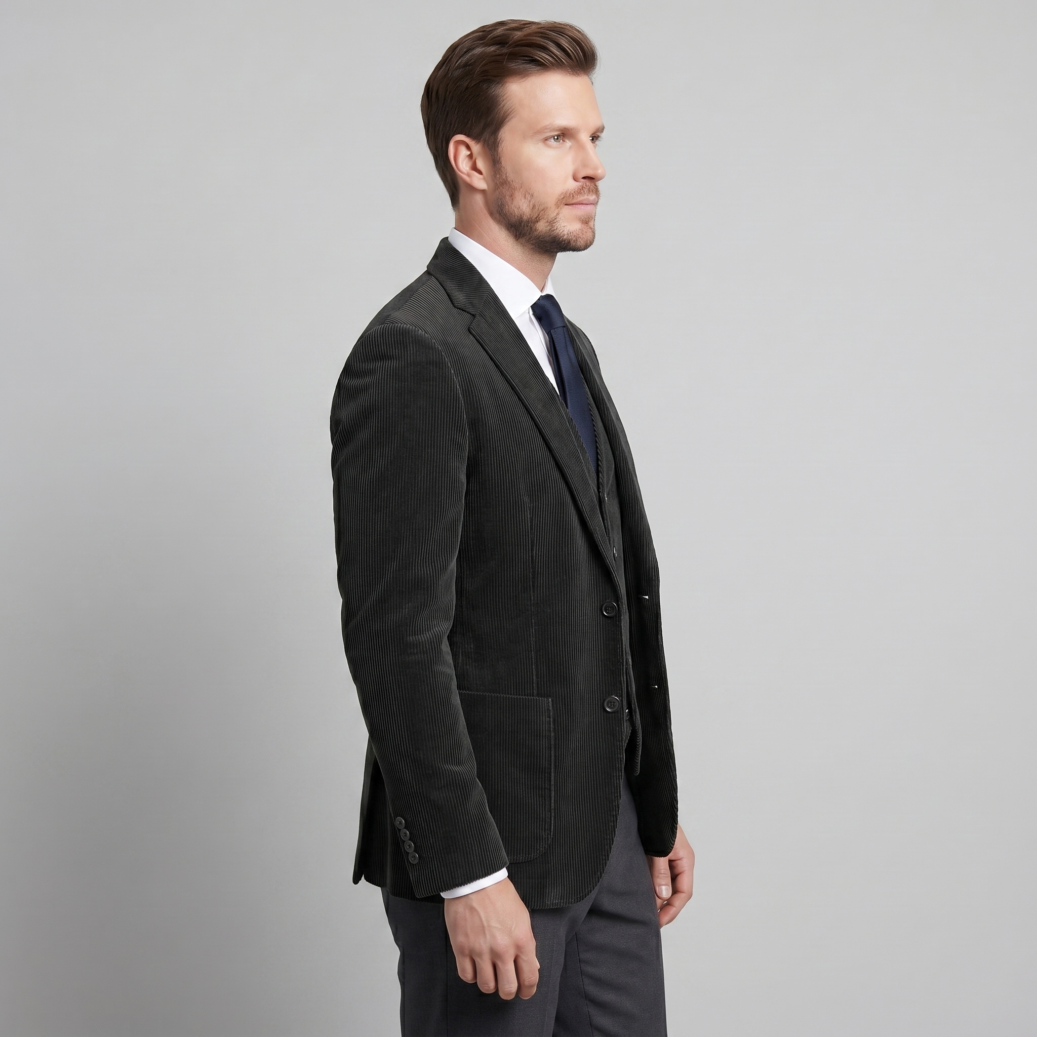 Men's Corduroy Blazer Jacket with Matching Vest