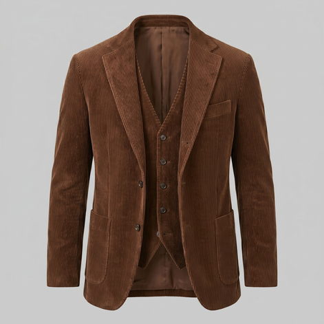 Men's Corduroy Blazer Jacket with Matching Vest
