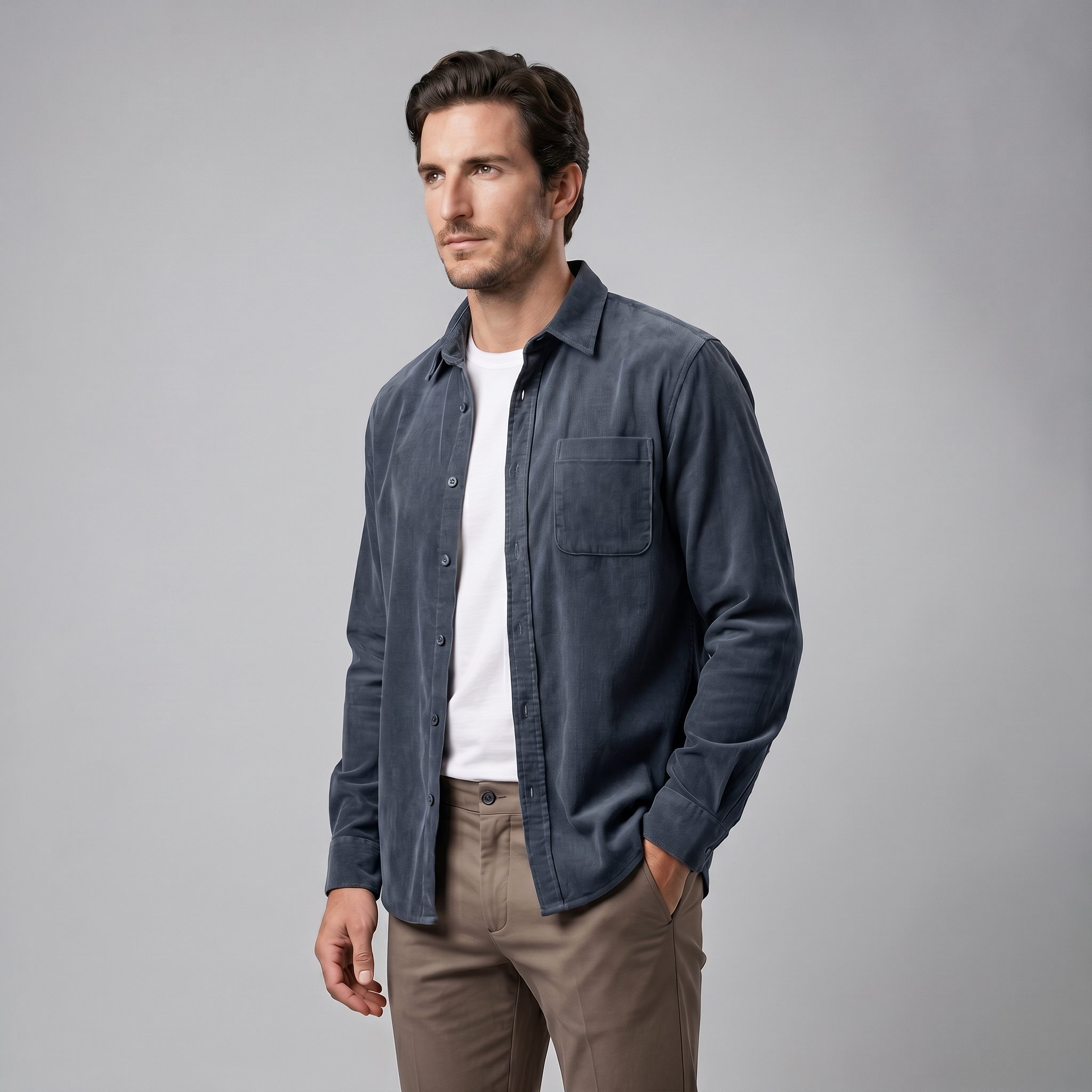 Men's Corduroy Long Sleeve Casual Shirt