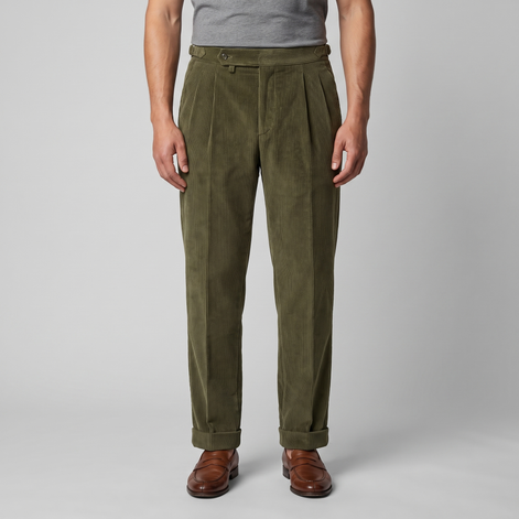 Men's Corduroy Pleated Trousers