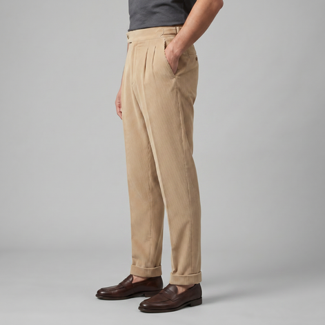 Men's Corduroy Pleated Trousers